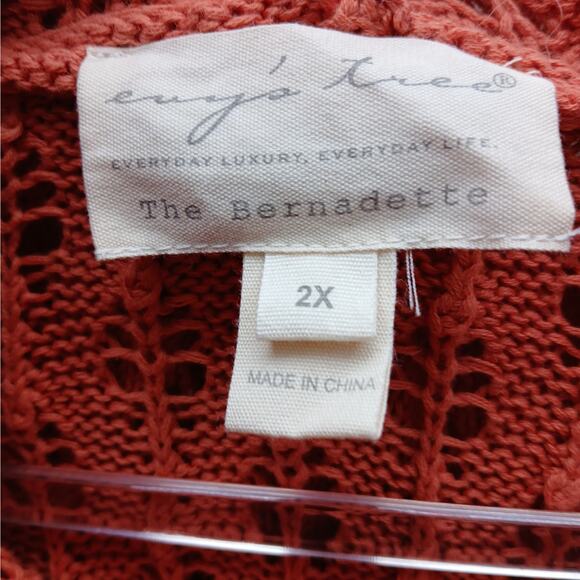 EVY'S Tree Women's The Bernadette Everyday Luxury Life Knit Hooded Cardigan 2X - Picture 4 of 10